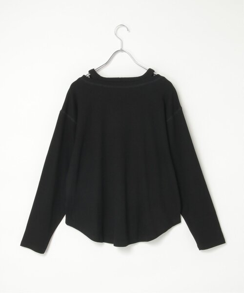 notch.(ノッチ)の「テレコネックデザインロンT(Tシャツ/カットソー・レディース・ブラック/アイボリー/グレー・M)」の4枚目の写真