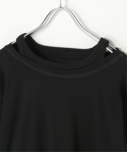 notch.(ノッチ)の「テレコネックデザインロンT(Tシャツ/カットソー・レディース・ブラック/アイボリー/グレー・M)」の8枚目の写真