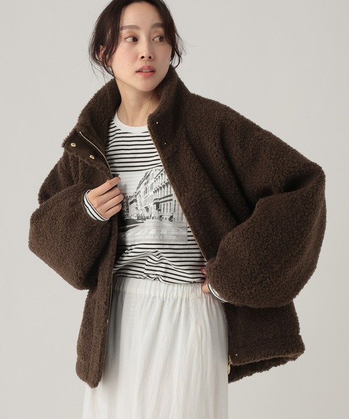 Elura（エルーラ）の「スタンドボアブルゾン/598143（その他アウター・レディース・グレー/キャメル/ダークブラウン・FREE）」の3枚目の写真