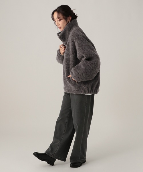 Elura（エルーラ）の「スタンドボアブルゾン/598143（その他アウター・レディース・グレー/キャメル/ダークブラウン・FREE）」の5枚目の写真