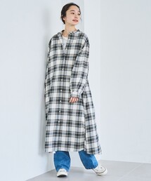 オンブレチェックライトネルシャツワンピース
