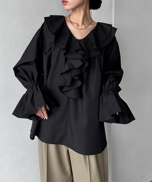 NOGLE（ノグル）の「【NOGLE/ノグル】2wayフリルラッフルブラウス（シャツ/ブラウス・レディース・ホワイト/ブルー/ブラック・FREE）」の17枚目の写真