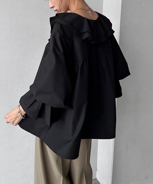 NOGLE（ノグル）の「【NOGLE/ノグル】2wayフリルラッフルブラウス（シャツ/ブラウス・レディース・ホワイト/ブルー/ブラック・FREE）」の21枚目の写真