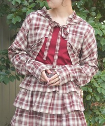 axes femme | フーディショートチェックＢＬ(シャツ/ブラウス)