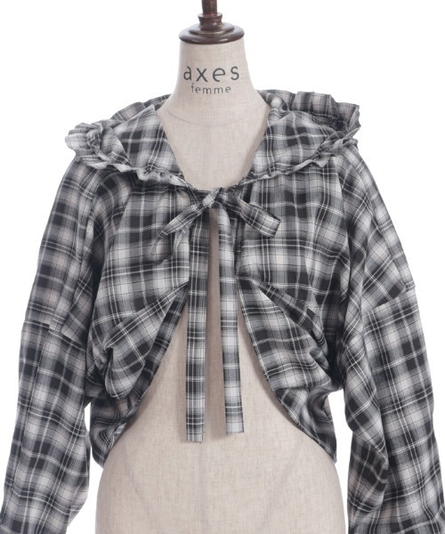 axes femme(アクシーズファム)の「フーディショートチェックブラウス(シャツ/ブラウス・レディース・レッド/ブラック・FREE)」の11枚目の写真