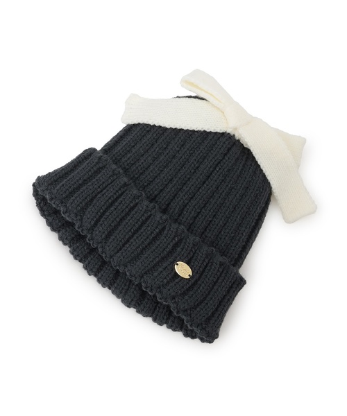 petit main（プティマイン）の「リボンニット帽（ニットキャップ/ビーニー・キッズ・ピンク/アイボリー/ブラック・L/M）」の10枚目の写真