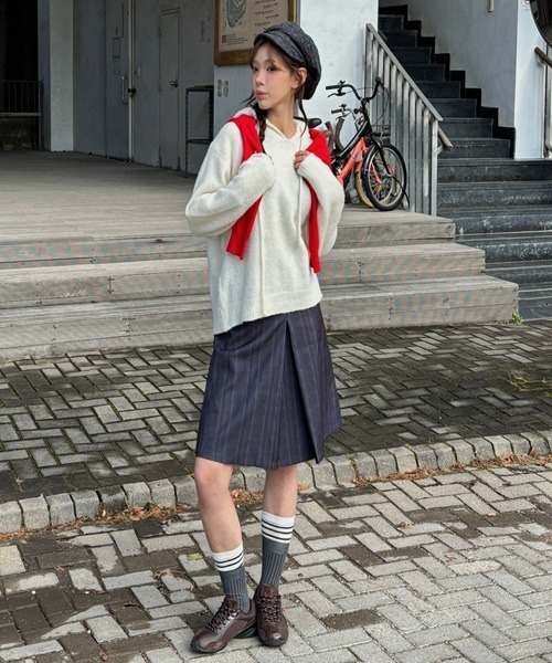 セール】【Vini】ストライプ クラッシック プリーツスカート（スカート