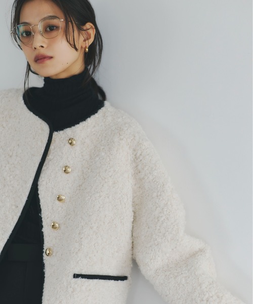 ECOPELパイピングボアジャケット（ノーカラージャケット）｜anuans（ア