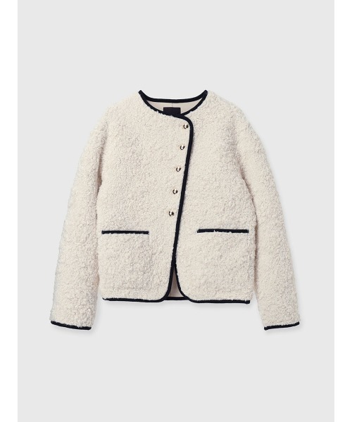 新品未使用タグ付き　anuans パイピングボアジャケット ECOPELパイピングボアジャケット（ノーカラージャケット）｜anuans（ア