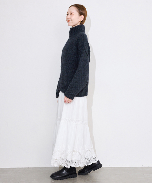 TRICOTS JEAN MARC（トリコットジーンマルク）の「TRICOTS JEAN MARC SLOBE別注 ジップカーディガン PRESTON（カーディガン/ボレロ・レディース・ネイビー/チャコールグレー・FREE）」の3枚目の写真