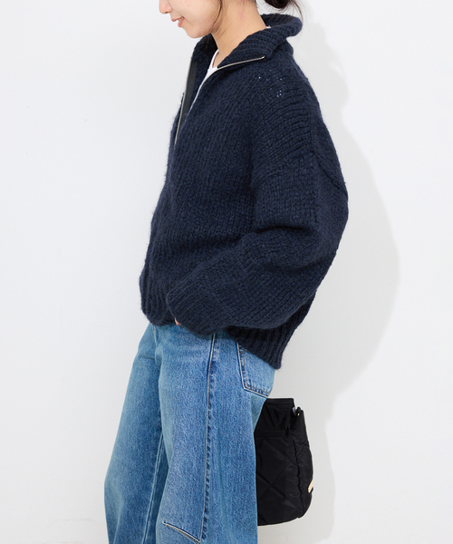 TRICOTS JEAN MARC（トリコットジーンマルク）の「TRICOTS JEAN MARC SLOBE別注 ジップカーディガン PRESTON（カーディガン/ボレロ・レディース・ネイビー/チャコールグレー・FREE）」の14枚目の写真