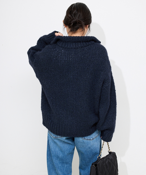 TRICOTS JEAN MARC（トリコットジーンマルク）の「TRICOTS JEAN MARC SLOBE別注 ジップカーディガン PRESTON（カーディガン/ボレロ・レディース・ネイビー/チャコールグレー・FREE）」の15枚目の写真