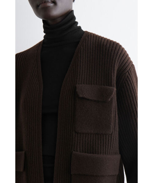 リブ編みメリノウールユーティリティカーディガン（カーディガン