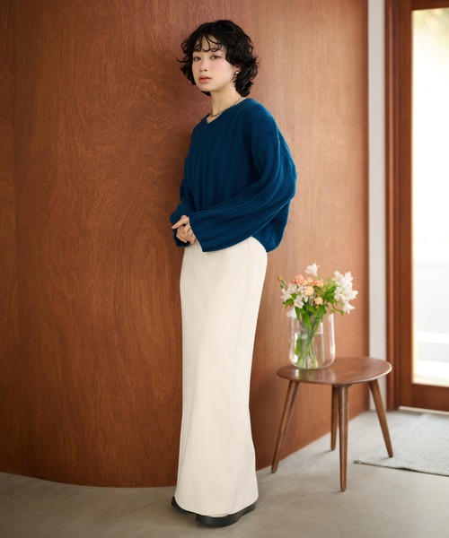LAULEN(ローレン)の「wool wide lib short knit /ウールワイドリブコンパクトニットプルオーバー(ニット/セーター・レディース・ブルー/チャコールグレー/アイボリー・FREE)」の8枚目の写真
