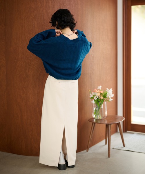 LAULEN(ローレン)の「wool wide lib short knit /ウールワイドリブコンパクトニットプルオーバー(ニット/セーター・レディース・ブルー/チャコールグレー/アイボリー・FREE)」の11枚目の写真