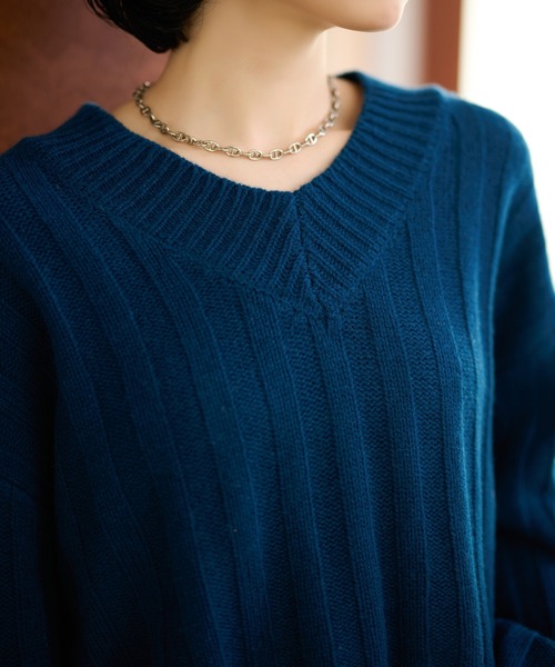 LAULEN(ローレン)の「wool wide lib short knit /ウールワイドリブコンパクトニットプルオーバー(ニット/セーター・レディース・ブルー/チャコールグレー/アイボリー・FREE)」の15枚目の写真