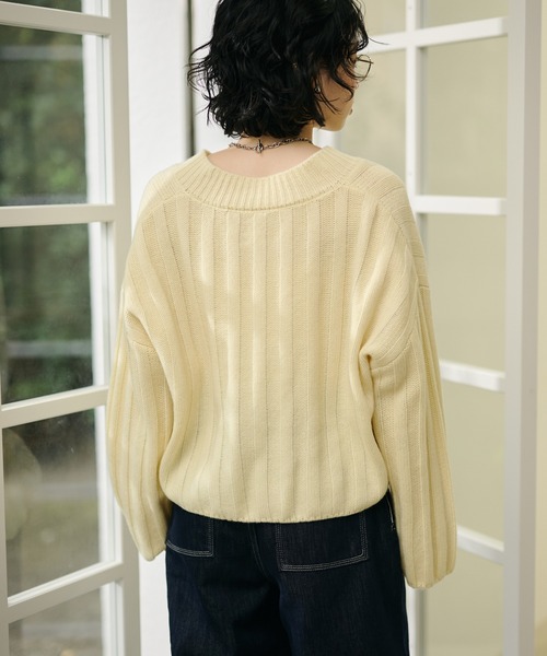 LAULEN(ローレン)の「wool wide lib short knit /ウールワイドリブコンパクトニットプルオーバー(ニット/セーター・レディース・ブルー/チャコールグレー/アイボリー・FREE)」の22枚目の写真