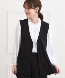 SHOO・LA・RUE | 【洗濯機可/S-3L/イージーケア】きちんと楽に。カットジョーゼットペプラムジレ(ベスト)