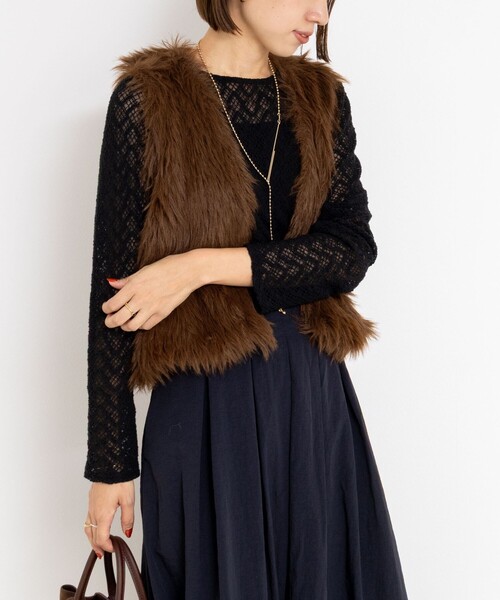 セール】【MARILYN MOON/マリリーンムーン】2WAYシャギーファーベスト