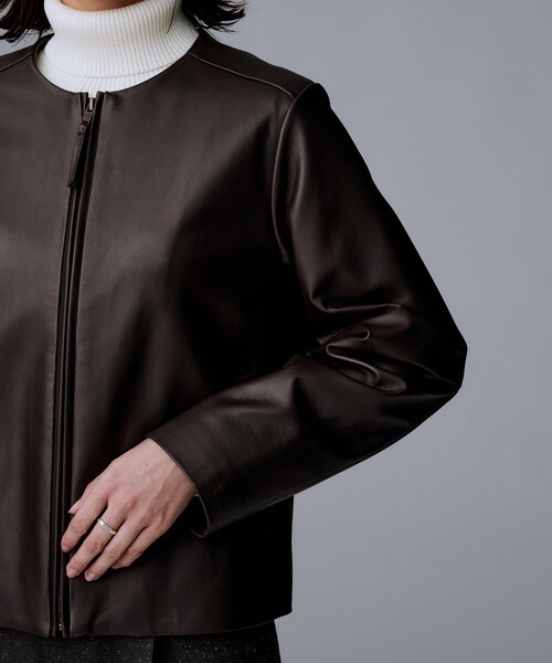 セール】【着丈短め/柔らかな質感】ラムレザージャケット（ライダース