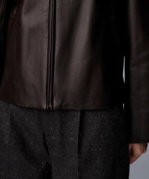 セール】【着丈短め/柔らかな質感】ラムレザージャケット（ライダース