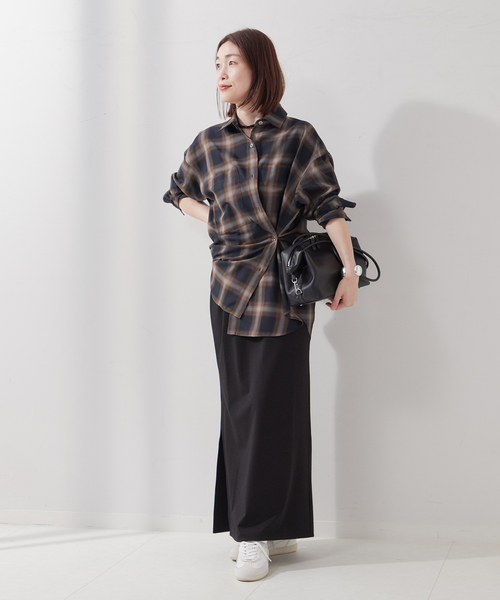 journal standard L'essage（ジャーナルスタンダードレサージュ）の「《追加》チェックシャツ（シャツ/ブラウス・レディース・ブラック/オレンジ・FREE）」の4枚目の写真