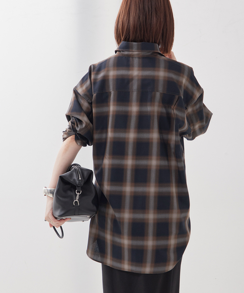 journal standard L'essage（ジャーナルスタンダードレサージュ）の「《追加》チェックシャツ（シャツ/ブラウス・レディース・ブラック/オレンジ・FREE）」の8枚目の写真