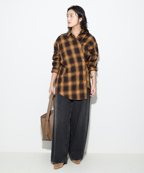 journal standard L'essage（ジャーナルスタンダードレサージュ）の「《追加》チェックシャツ（シャツ/ブラウス・レディース・ブラック/オレンジ・FREE）」の10枚目の写真