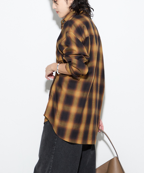 journal standard L'essage（ジャーナルスタンダードレサージュ）の「《追加》チェックシャツ（シャツ/ブラウス・レディース・ブラック/オレンジ・FREE）」の14枚目の写真