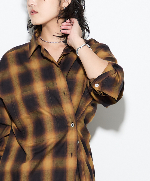 journal standard L'essage（ジャーナルスタンダードレサージュ）の「《追加》チェックシャツ（シャツ/ブラウス・レディース・ブラック/オレンジ・FREE）」の16枚目の写真