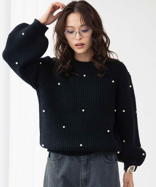 ELFRANK(エルフランク)の「パール付き ボリュームスリーブ ニット プルオーバー【洗える】(ニット/セーター・レディース・アイボリー/ブラック/グレー・FREE)」の17枚目の写真