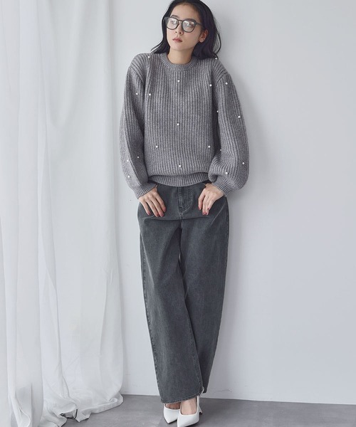ELFRANK(エルフランク)の「パール付き ボリュームスリーブ ニット プルオーバー【洗える】(ニット/セーター・レディース・アイボリー/ブラック/グレー・FREE)」の19枚目の写真