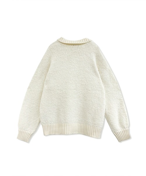 ANDGEEBEE（アンジービー）の「UNISEX ルーズポロニット（ニット/セーター・レディース・アイボリー/ブルー・FREE）」の9枚目の写真