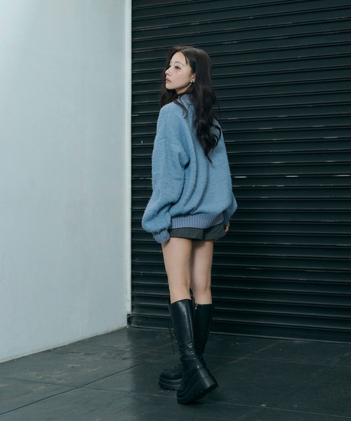 ANDGEEBEE（アンジービー）の「UNISEX ルーズポロニット（ニット/セーター・レディース・アイボリー/ブルー・FREE）」の13枚目の写真