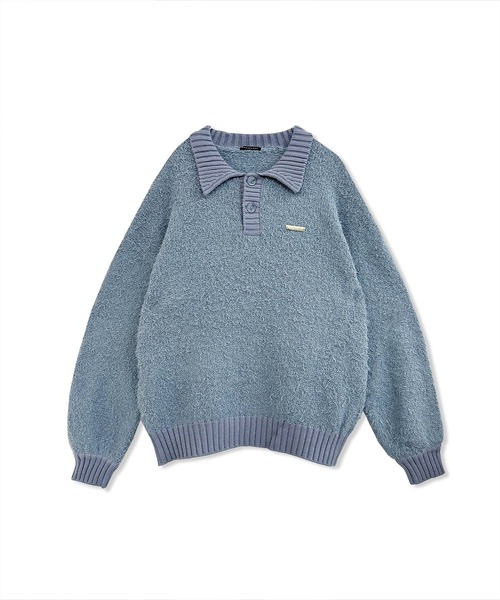 ANDGEEBEE（アンジービー）の「UNISEX ルーズポロニット（ニット/セーター・レディース・アイボリー/ブルー・FREE）」の17枚目の写真