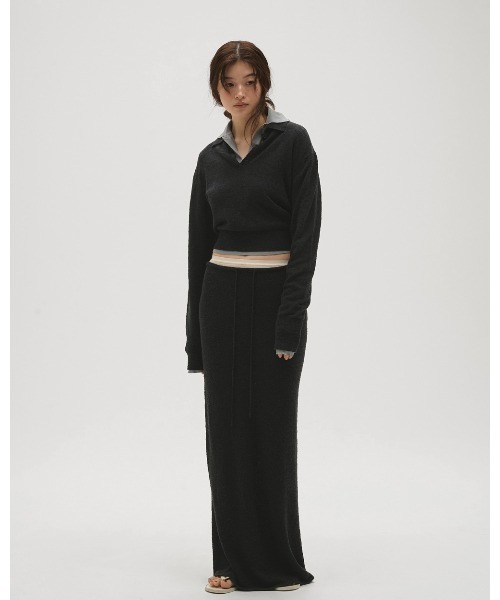 TODAYFUL(トゥデイフル)の「Layered Polo Knit(ニット/セーター・レディース・チョコ/キナリ/ダークグレー・FREE)」の5枚目の写真