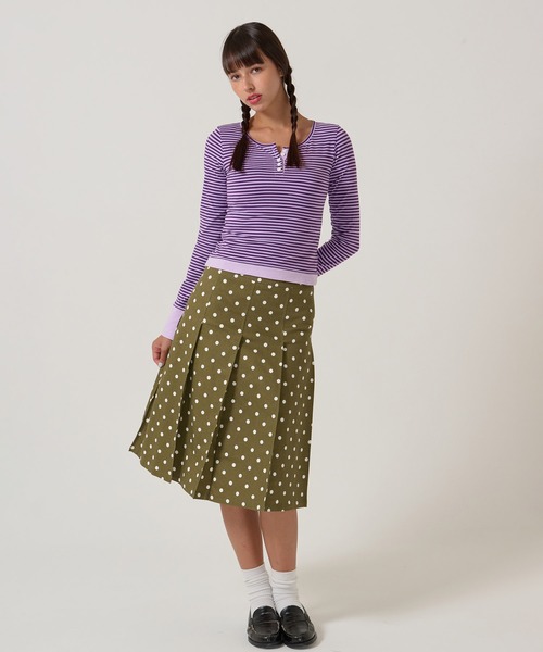 TINA:JOJUN(ティーナジョジュン)の「ドット柄 プリーツスカート TINA:JOJUN(スカート・レディース・カーキ/ホワイト/ベージュ・S/M)」の11枚目の写真