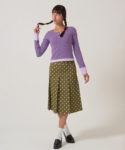 TINA:JOJUN(ティーナジョジュン)の「ドット柄 プリーツスカート TINA:JOJUN(スカート・レディース・カーキ/ホワイト/ベージュ・S/M)」の14枚目の写真