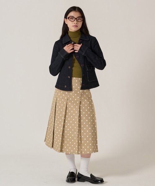 TINA:JOJUN(ティーナジョジュン)の「ドット柄 プリーツスカート TINA:JOJUN(スカート・レディース・カーキ/ホワイト/ベージュ・S/M)」の21枚目の写真