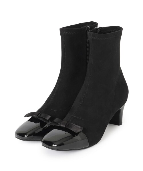 couture brooch（クチュールブローチ）の「ドッキングデザインリボンストレッチブーツ（ブーツ・レディース・ブラック/サンドベージュ・35/45）」の4枚目の写真