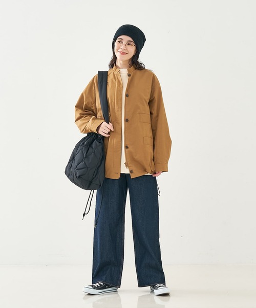 collex（コレックス）の「ギャザージップアップブルゾン（ブルゾン・レディース・ダークベージュ/ブラック・フリー）」の3枚目の写真