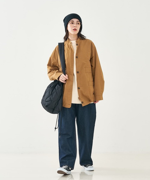 collex（コレックス）の「ギャザージップアップブルゾン（ブルゾン・レディース・ダークベージュ/ブラック・フリー）」の4枚目の写真