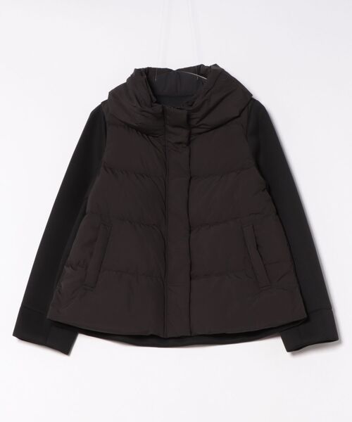 STRAWBERRY-FIELDS（ストロベリーフィールズ）の「スムースタフタ*カットBD_ジャージドッキングダウン（ダウンジャケット/コート・レディース・ベージュ/ブラック・2）」の15枚目の写真