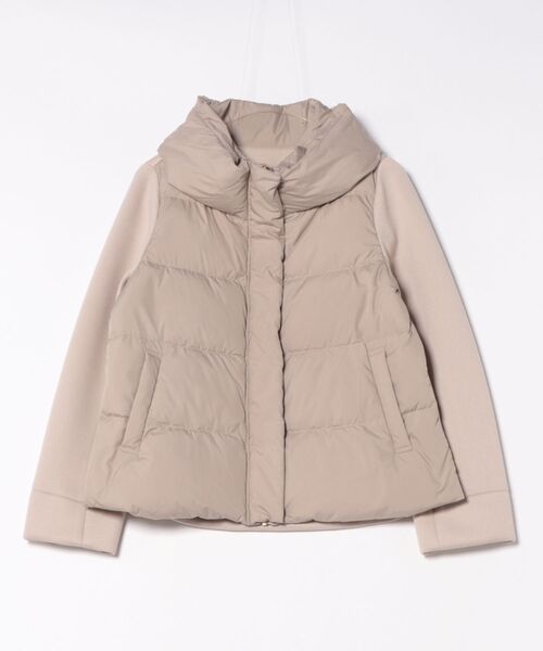 STRAWBERRY-FIELDS（ストロベリーフィールズ）の「スムースタフタ*カットBD_ジャージドッキングダウン（ダウンジャケット/コート・レディース・ベージュ/ブラック・2）」の14枚目の写真