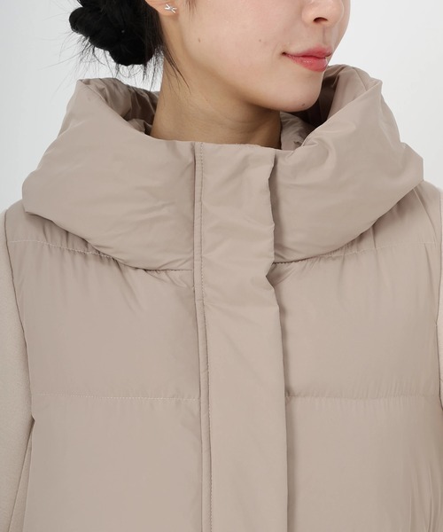 STRAWBERRY-FIELDS（ストロベリーフィールズ）の「スムースタフタ*カットBD_ジャージドッキングダウン（ダウンジャケット/コート・レディース・ベージュ/ブラック・2）」の8枚目の写真