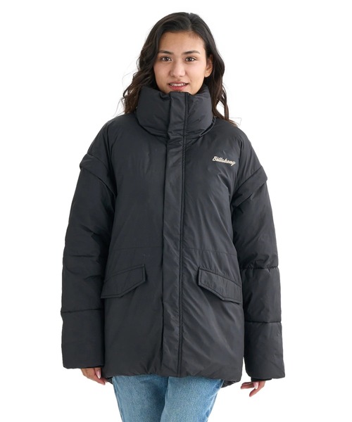 BILLABONG レディース PUFFER 2WAY JACKET ジャケット 【2025年秋冬モデル】 @autumn/ビラボンベスト・ジャケット2WAY仕様スタンドカラーナイロンジャケットコート