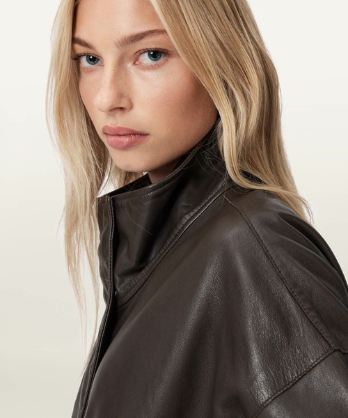 ALLSAINTS(オールセインツ)の「ALLSAINTS RYDER JACKET(ライダースジャケット・レディース・ダークブラウン・MEDIUM/SMALL/X-SMALL)」の2枚目の写真