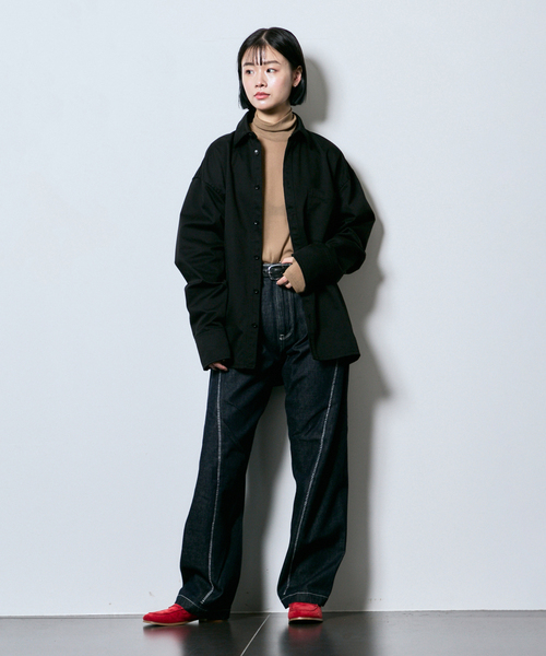 CITYSHOP（シティーショップ）の「SHEER HIGH NECK TOP：カットソー（Tシャツ/カットソー・レディース・ブラック/ピンク/ベージュ・FREE）」の15枚目の写真