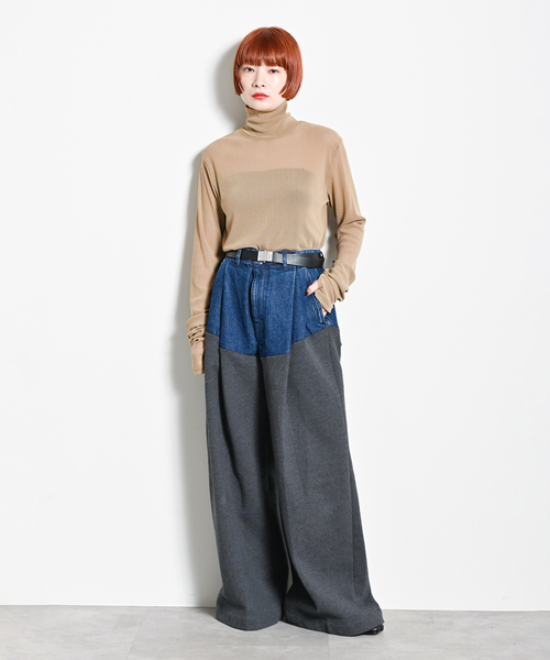 CITYSHOP（シティーショップ）の「SHEER HIGH NECK TOP：カットソー（Tシャツ/カットソー・レディース・ブラック/ピンク/ベージュ・FREE）」の22枚目の写真