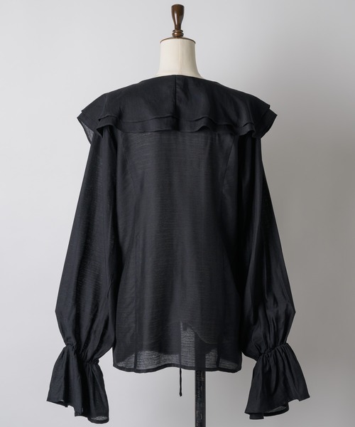 yae(ヤエ)の「Sheer ruffle frill blouse / シアーラッフルフリルブラウス(シャツ/ブラウス・レディース・ブラック/ライトブルー/イエロー・FREE)」の12枚目の写真